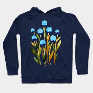 Simple watercolor flowers - green and blue Hoodie